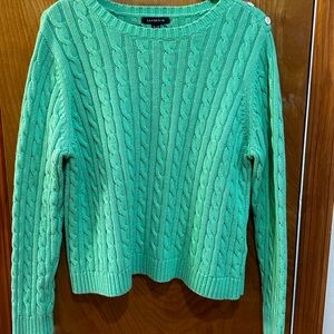 Lands' End Women's Cable-Knit Crewneck Sweater in Mint